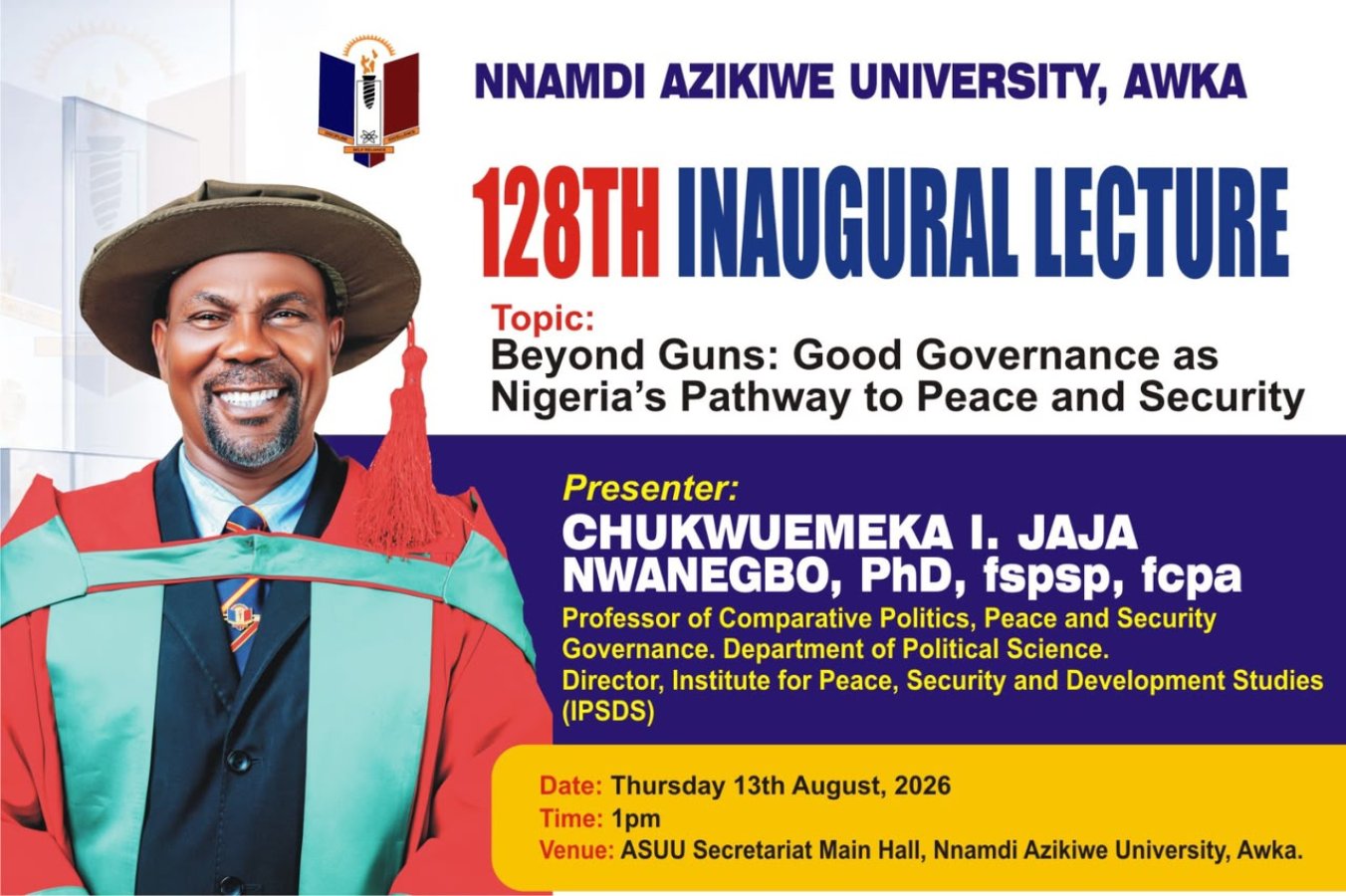 INVITATION TO UNIZIK 128TH INAUGURAL LECTURE